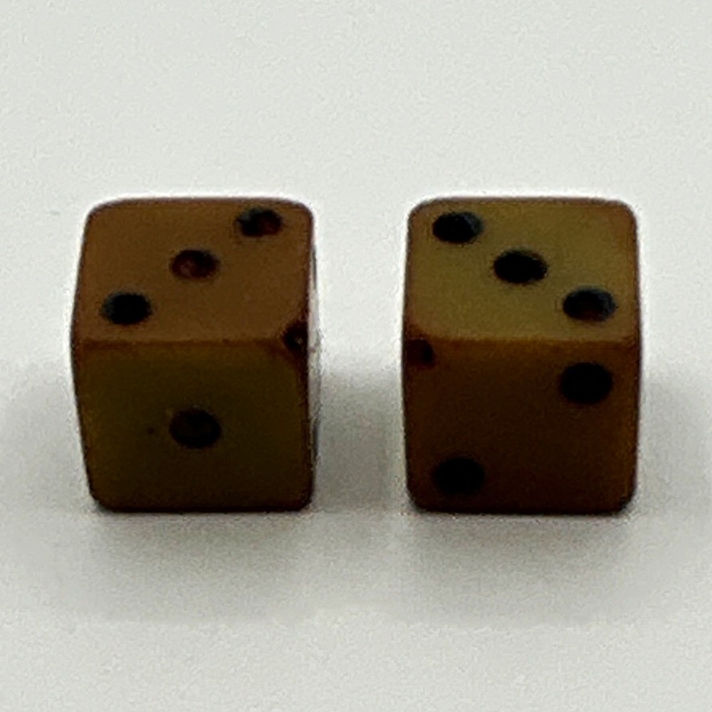 Vtg Translucent Green Bakelite Catalin Travel Dice Oxidized Copper Edges 1cm